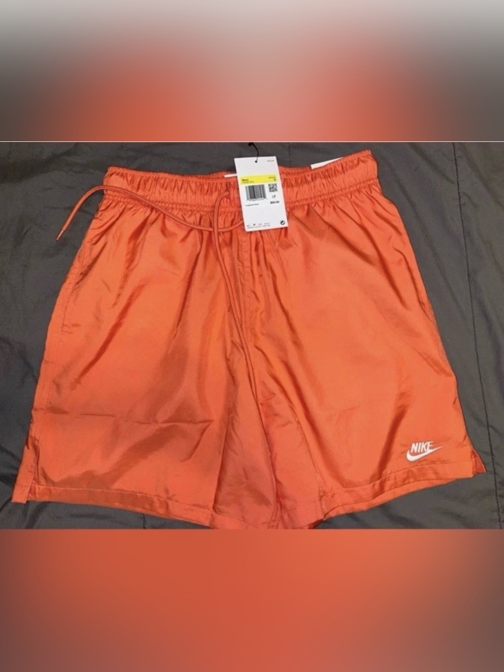 Nike Orange Men's Athletic Shorts with Drawcord